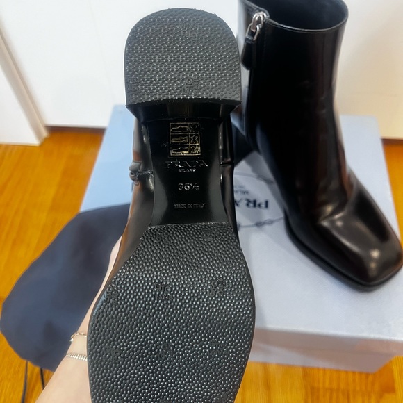 Prada Block Heel Leather Booties - Picture 2 of 4